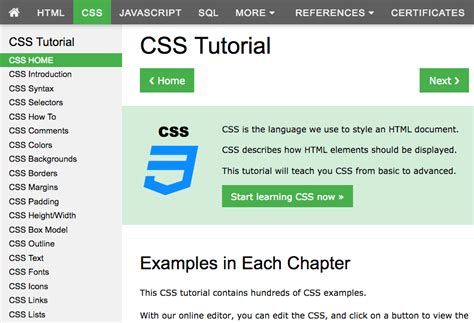 Tutorial: Learn CSS – W3Schools.com.